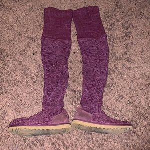 Womens sweater material knee Hugh Ugg boots